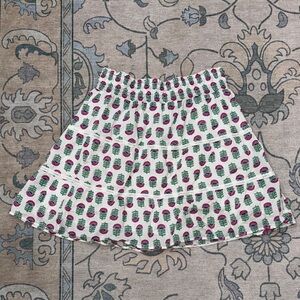 J. Crew White Tiered Mini Skirt with Pink and Green Floral Motif